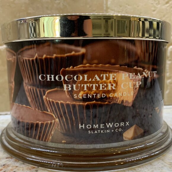 HomeWorx by Harry Slatkin Chocolate Peanut Butter Cup Scented 4-Wick Candle 18oz - Picture 1 of 4
